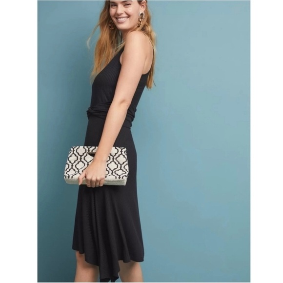 Anthropologie Kingslover Black Ribbed Knit Midi Dress Size S - Picture 2 of 14